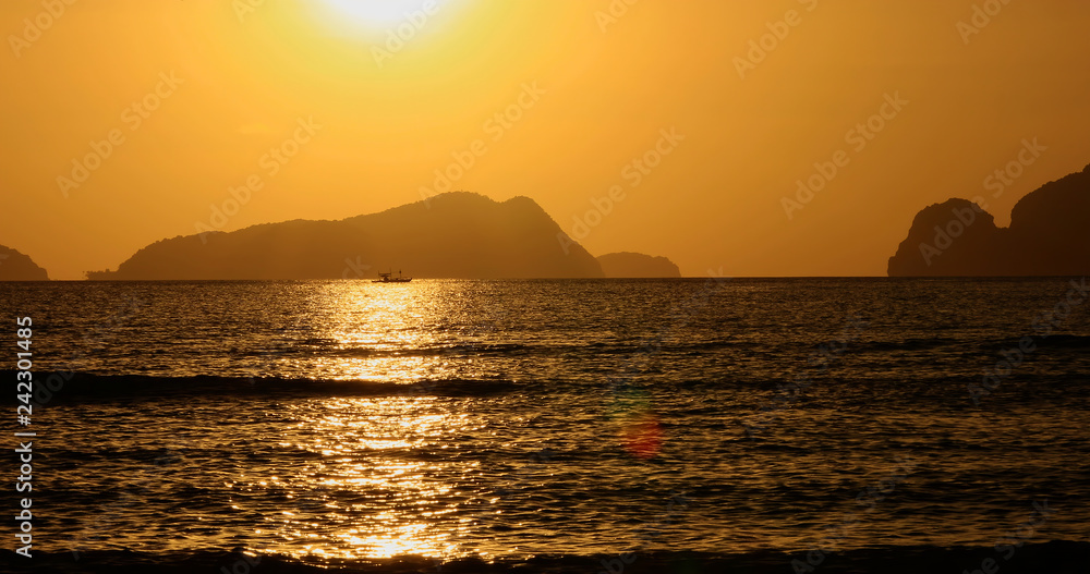 sunset on El Nido island, philippine