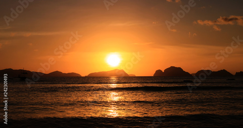 sunset on El Nido island, philippine