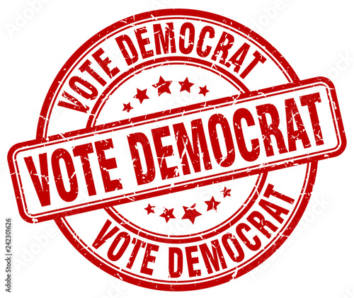 vote democrat red grunge round vintage rubber stamp
