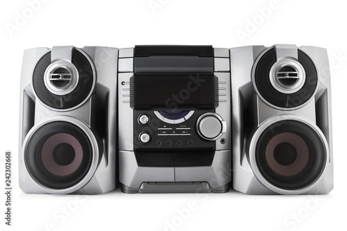 Compact stereo system cd and cassette player isolated with clipping path
