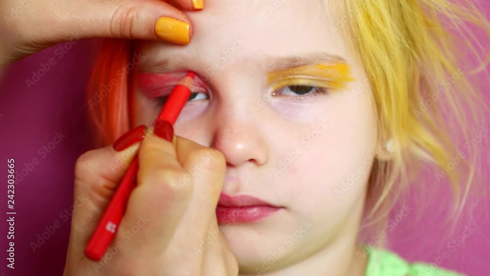 Little blonde does makeup. Bright fashion video Little blonde does makeup. Bright fashion video