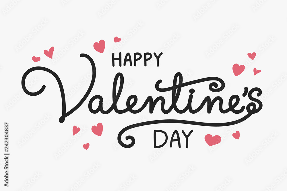 Valentine's Day typography with cute hand drawn hearts. Vector Valentine's Day typography with cute hand drawn hearts. Vector