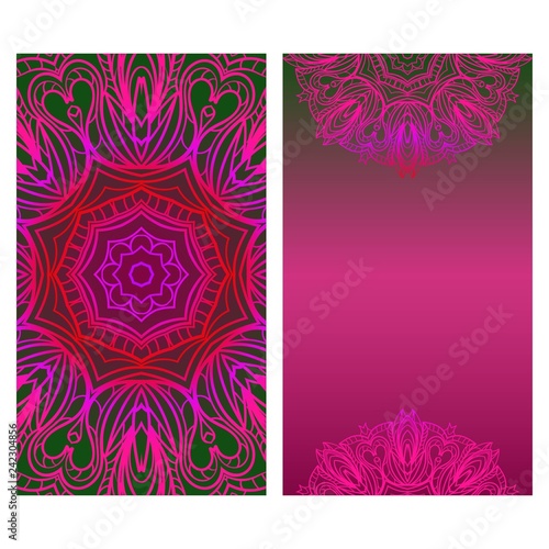 Design Template Invitations, Flyers for a Yoga Studio with Floral Mandala Pattern. Vector. .