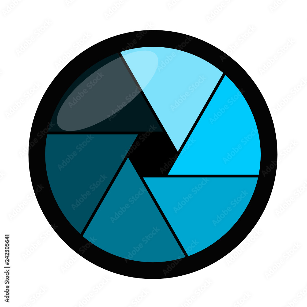 Blue camera aperture icon Blue camera aperture icon
