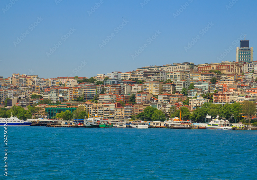 view of the city from the Bosphorus, Istanbul,