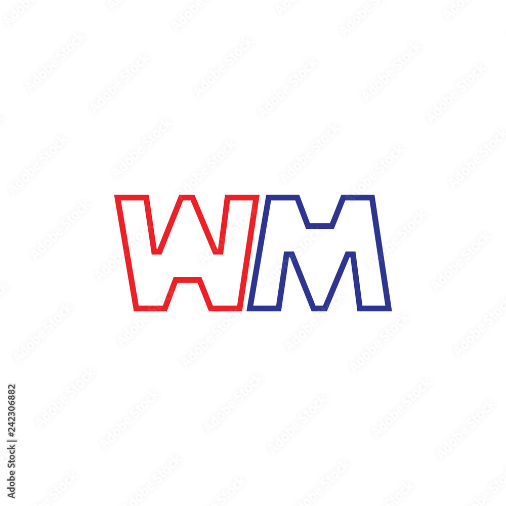 letter wm simple lines art geometric logo