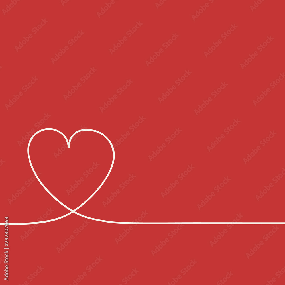 Empty greeting card template with hand drawn heart. Valentine's Day concept. Vector
