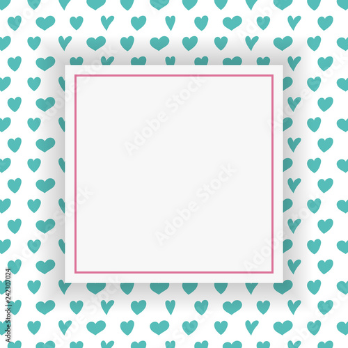 Empty greeting card template with hand drawn hearts. Valentine's Day concept. Vector