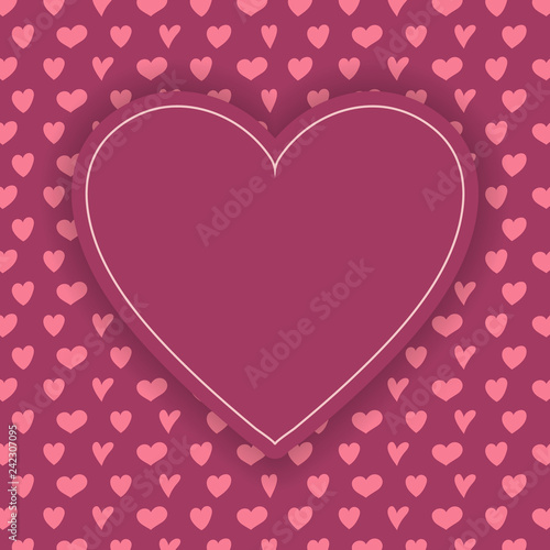 Empty greeting card template with hand drawn hearts. Valentine s Day concept. Vector