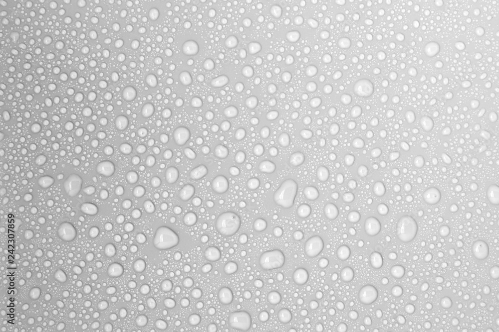 Fototapeta premium closeup drops water on grey background