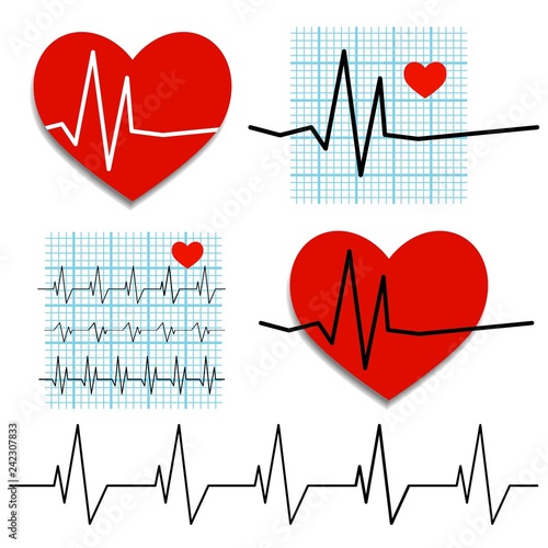 Cardiogram of heart rate. Vector illustration on the theme of heart health.