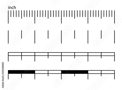 Measurement scale ruler or scale length measurement metric and inch diagrams.