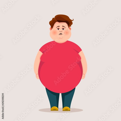 Funny Fat Guy. Vector Character.