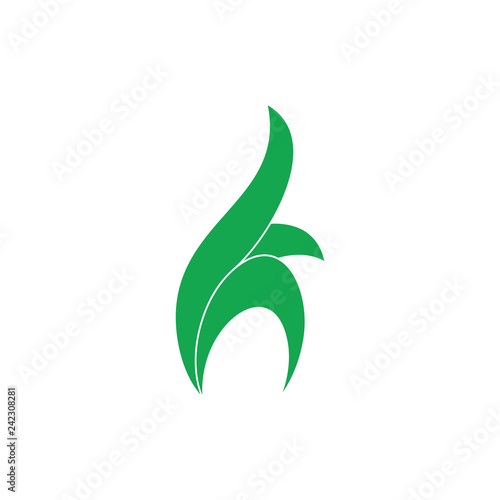 simple letter h green plant logo for natural brand vector
