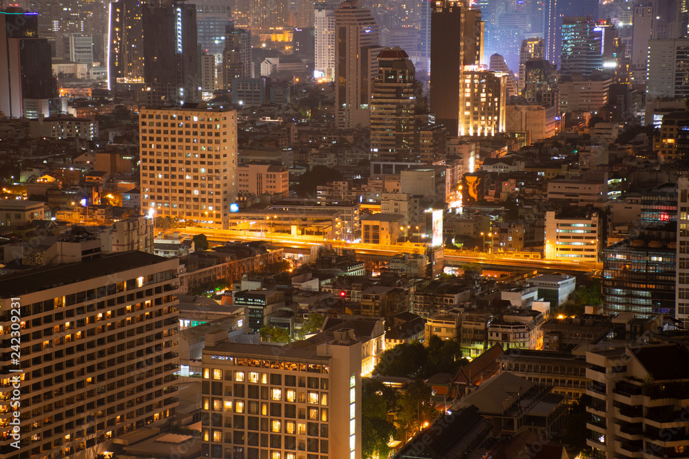 Bangkok density residential at night in down town. Bangkok density residential at night in down town.