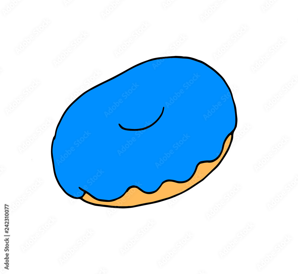 A simple illustration of a donut covered in sweet cream A simple illustration of a donut covered in sweet cream
