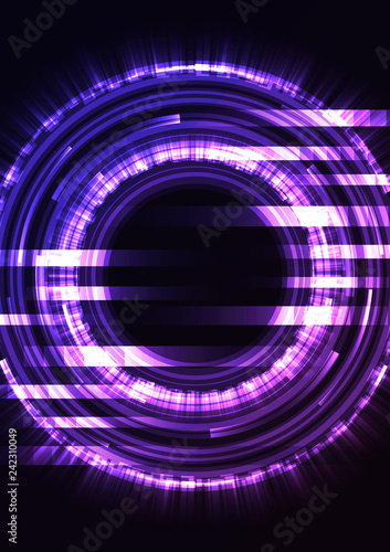 purple abstract circle background, digital overlap layer line, simple technology design template, vector illustration