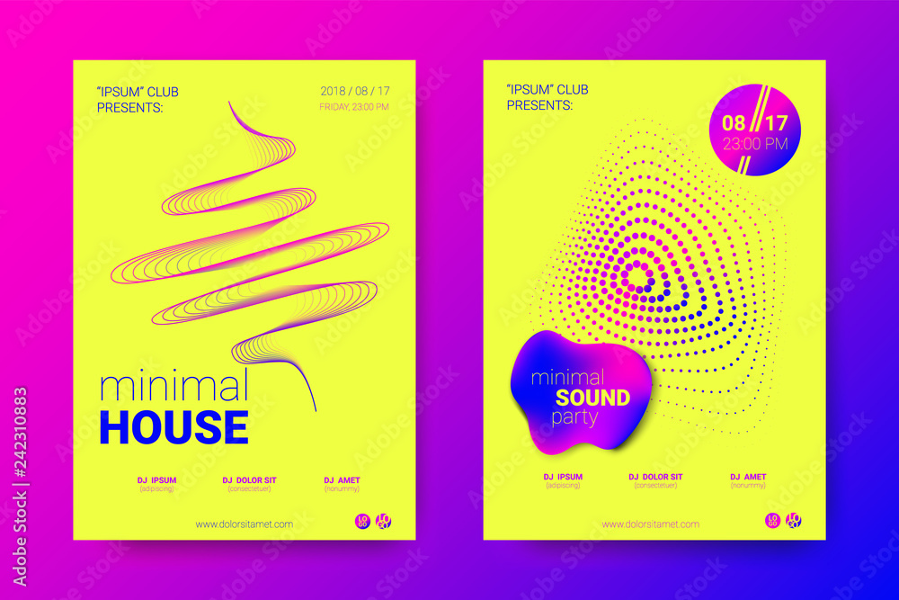 Fototapeta premium Vector Poster of Electronic Music Fest. Distorted Rounds.