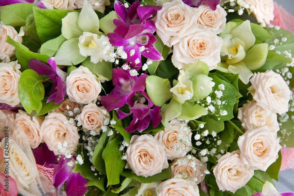 Bouquet of roses and orchids. Bouquet of roses and orchids.