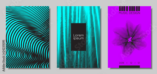 Wave Cover Design Templates Set.