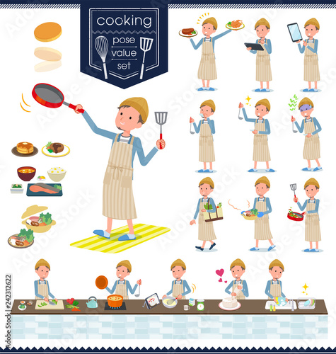 flat type Jacket Short pants men_cooking