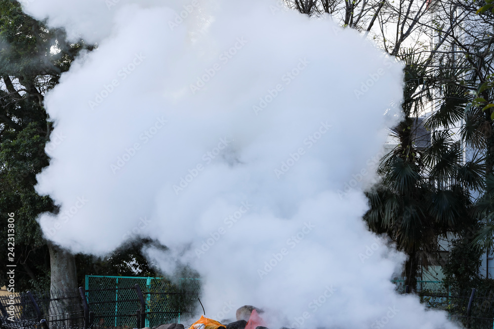 Fototapeta premium Hot steam out of from ground located at Beppu,Oita,Kyushu,Japan