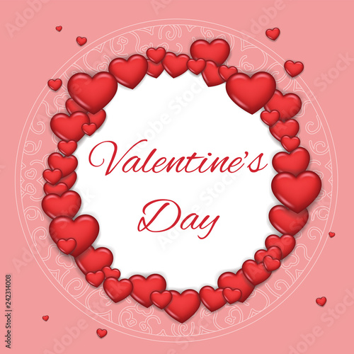 Greating card template valentine day heart mock up design vector illustration