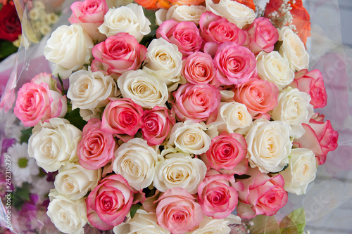 Big bouquet of roses.