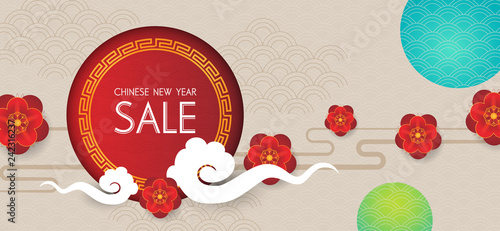 Chinese new year design background. Chinese New Year sale design template.