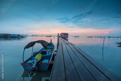 Bild auf Leinwand view of penang georgetown bridge at sunset
