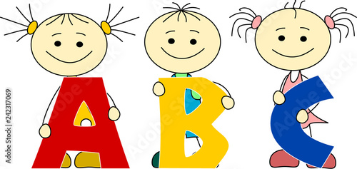 Kinder halten Buchstaben ABC