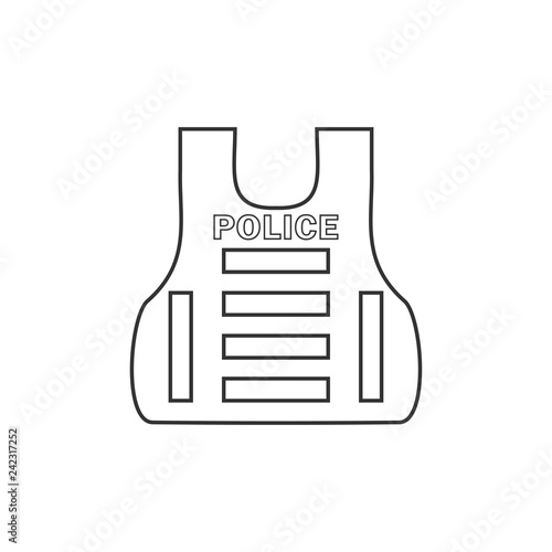 Police flak jacket or bulletproof vest icon flat
