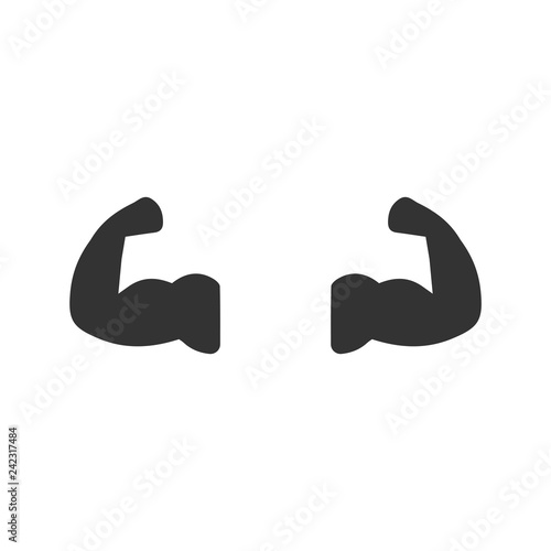 Muscular arm icon flat