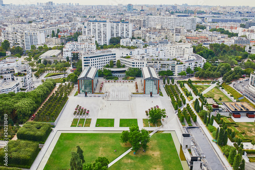 Aerial view of Parc Andre Citroen in 15th arrondissement of Paris photo