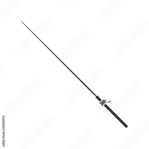 Fishing rod icon flat