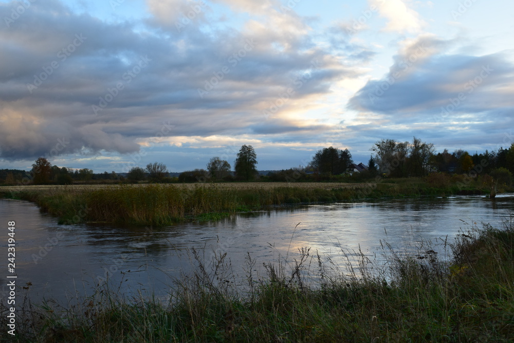Fototapeta premium countryside river at blue hour