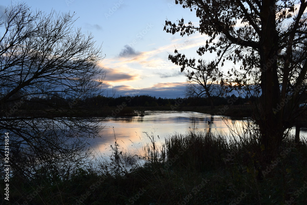 blue hour reflection in a river