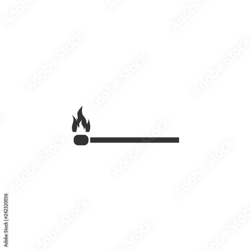 Burning match icon flat