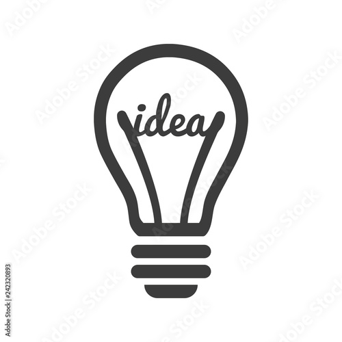 Stylized sign of vector lightbulb logotype. New idea symbol and icon, flat bright bulb.