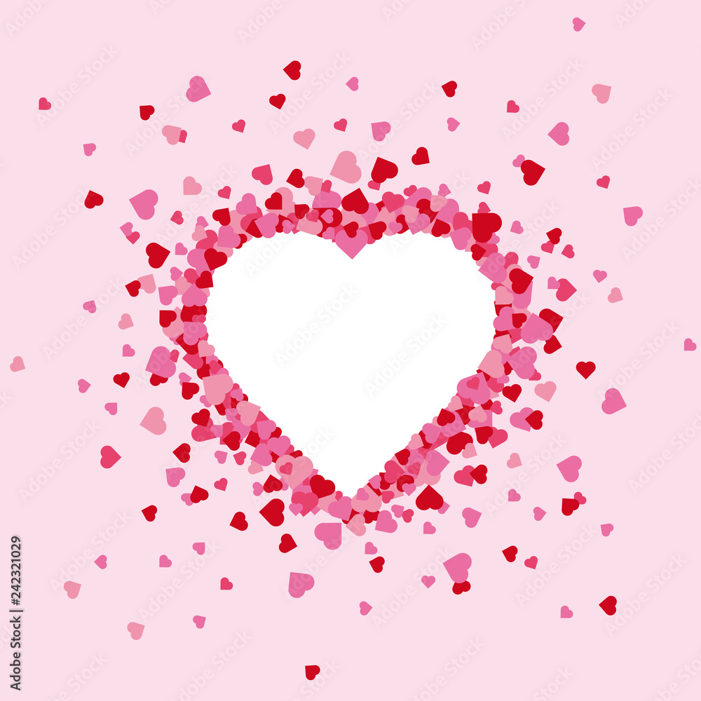 Exploding hearts valentines day greeting card background with copy space in heart shaped frame Exploding hearts valentines day greeting card background with copy space in heart shaped frame