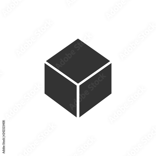 Geometric cube icon flat