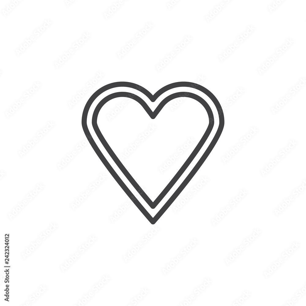 Heart line icon. linear style sign for mobile concept and web design. Love heart outline vector icon. Valentines day symbol, logo illustration. Pixel perfect vector graphics