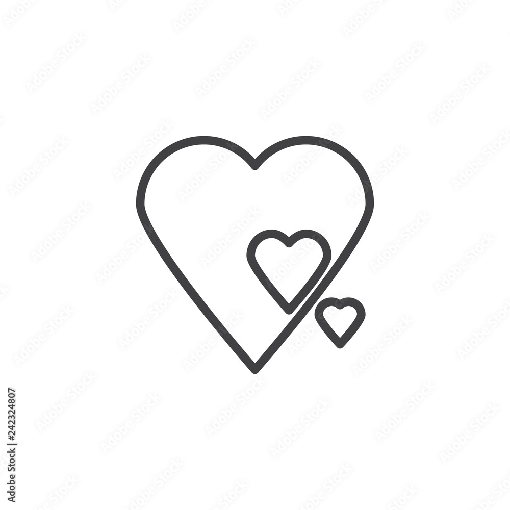 Abstract hearts line icon. linear style sign for mobile concept and web design. Love hearts outline vector icon. Valentine's Day symbol, logo illustration. Pixel perfect vector graphics