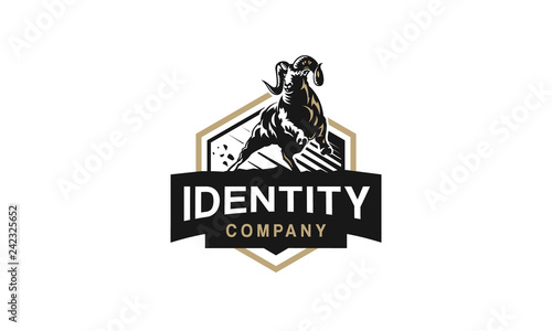 Strong and dynamic vector Ram logo. This dynamic design evokes strength, maturity and responsibility. photo