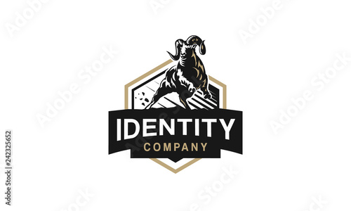 Strong and dynamic vector Ram logo. This dynamic design evokes strength, maturity and responsibility.
