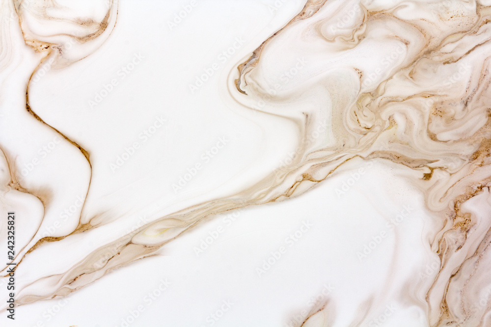 delicate marble background in brown colors, mix of paints - obrazy, fototapety, plakaty 