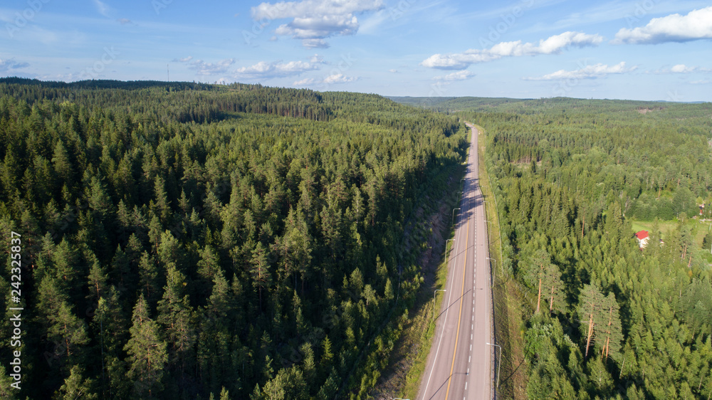 Aerial view of highway to Jyvaskyla city. Finland Aerial view of highway to Jyvaskyla city. Finland