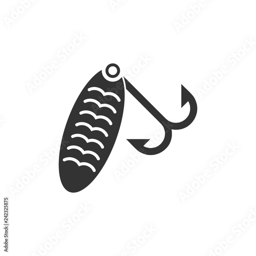 Fishing tackle icon flat