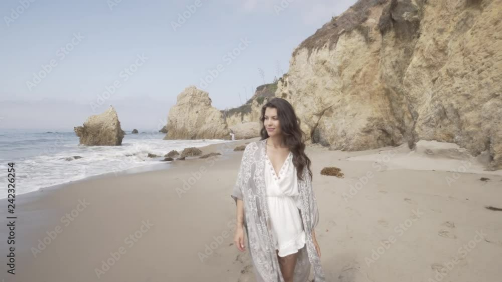young woman happy at the beach. summer feeling young woman happy at the beach. summer feeling