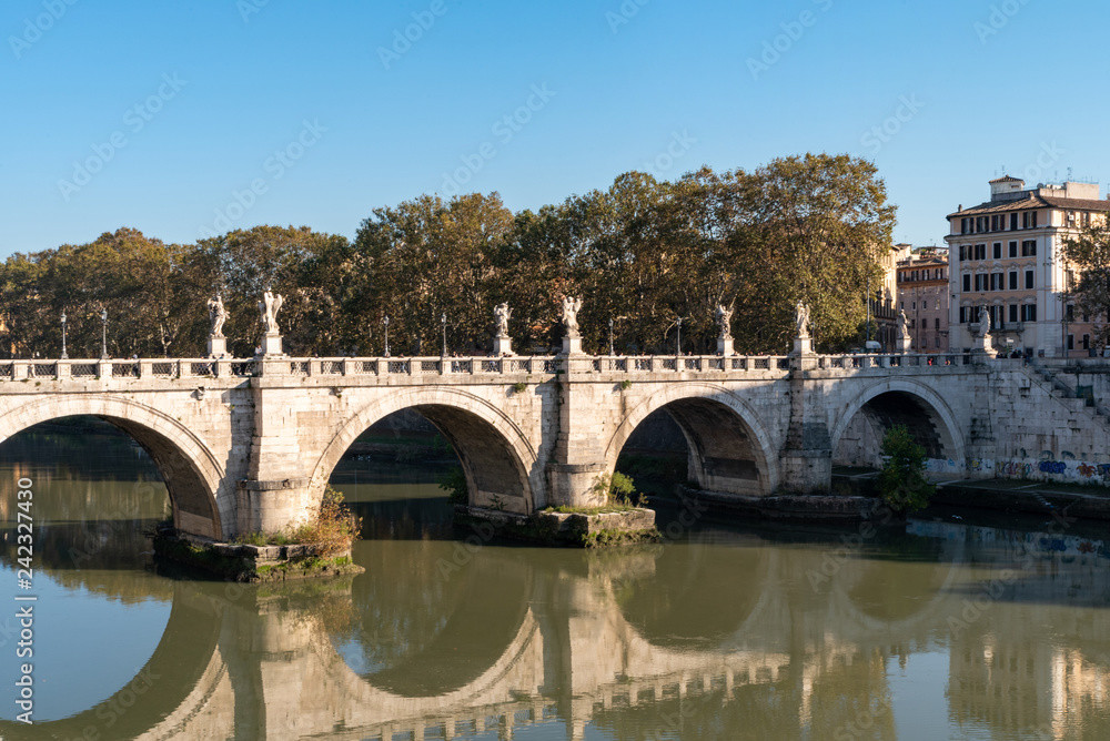 Bridge on Castel Sant Angelo. Rome, Italy